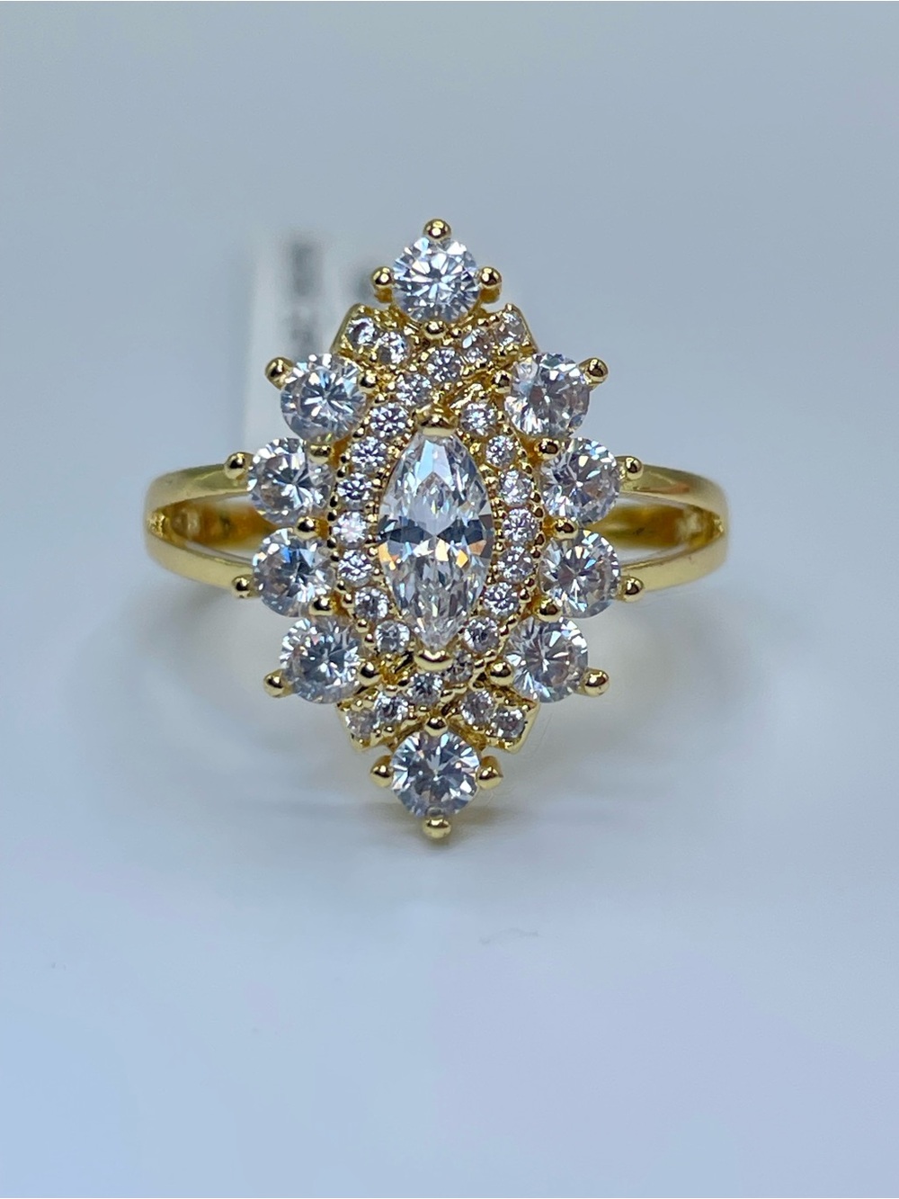 Swarovski Crystal Elements White Crystal Art Deco Ring Vintage Look Sz 7